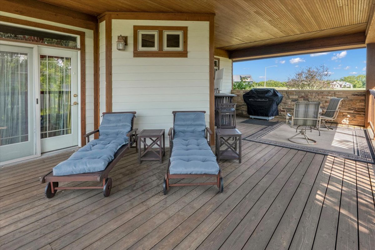 Covered deck with outdoor seating