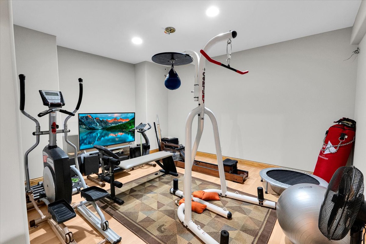 Exercise room in the finished lower level